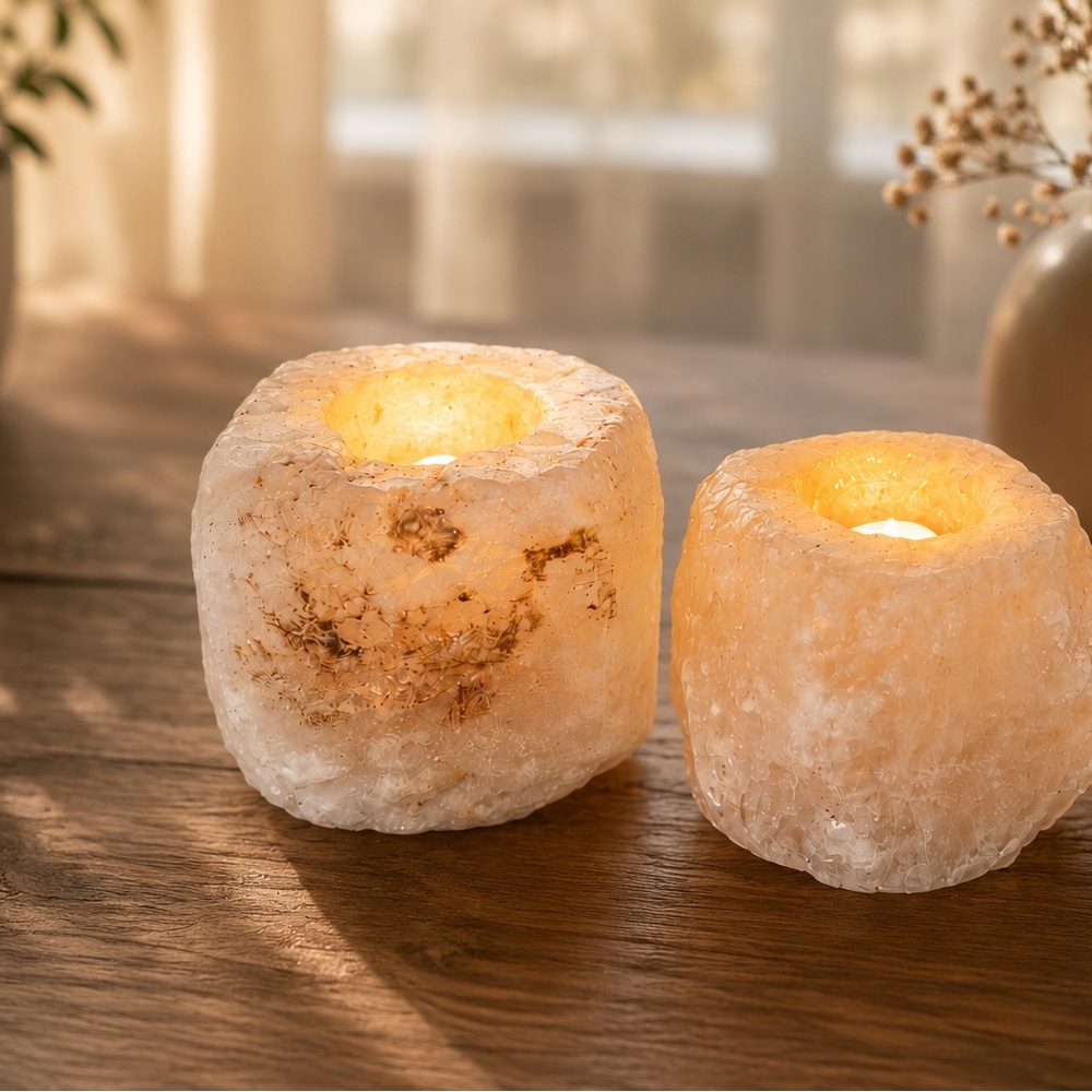 Natural Himalayan Salt Tea Light Candle Holders